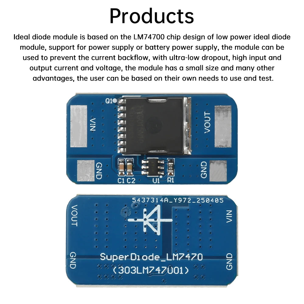 5-30V 10A Ideal Diode Module Wide Voltage Input Anti Reverse Irrigation Battery Anti Backflow Protection LM74700 Oasis Select