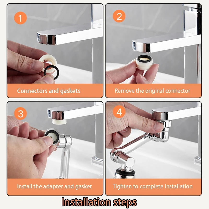 No-Splash Faucet Extender, 1080-Degree Swivel Spout with Adjustable Arm for Kids & Mouthwash - Bathroom Sink Tap Accessory Oasis Select