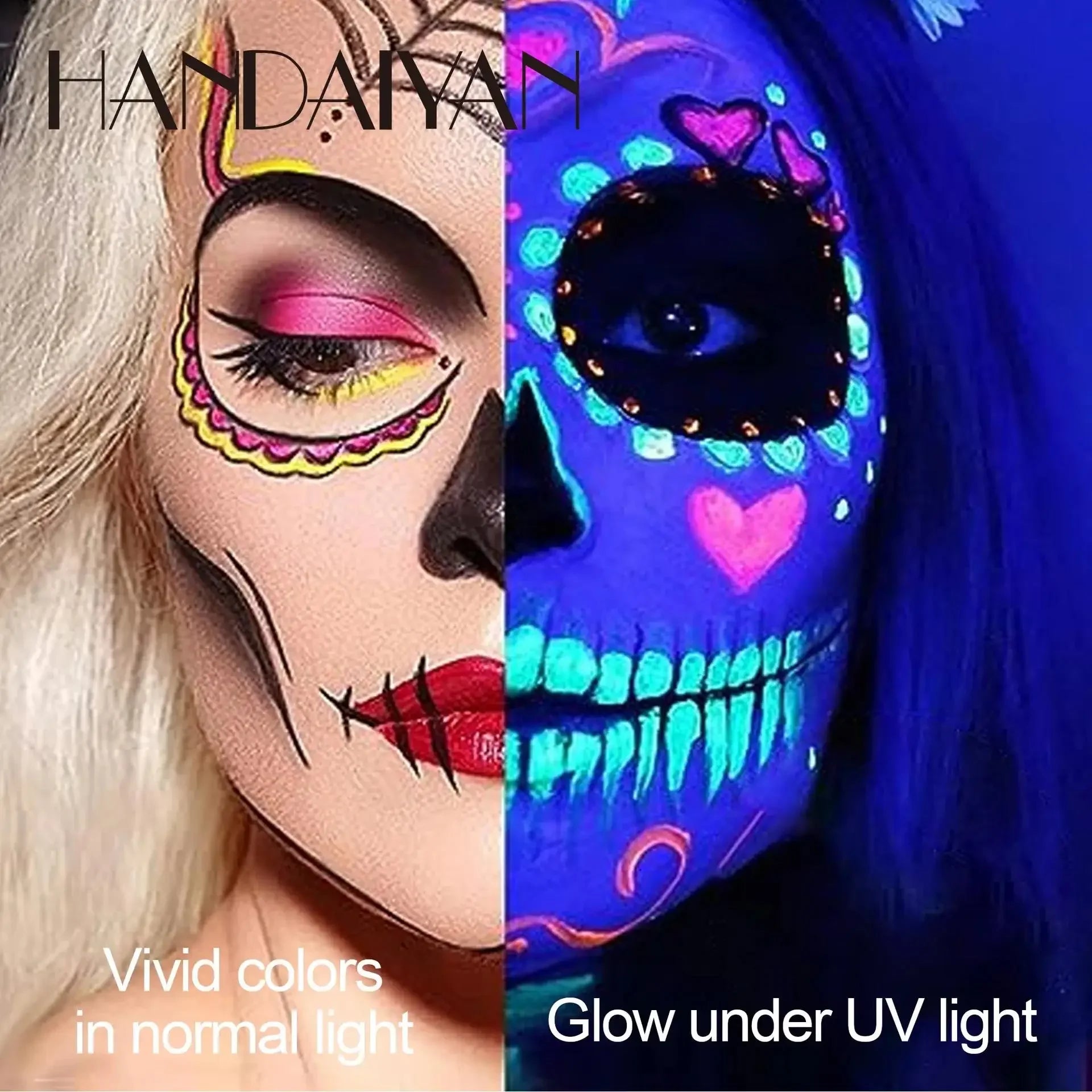 UV Glow Face & Body Paint Palette – High Pigment Water-Based