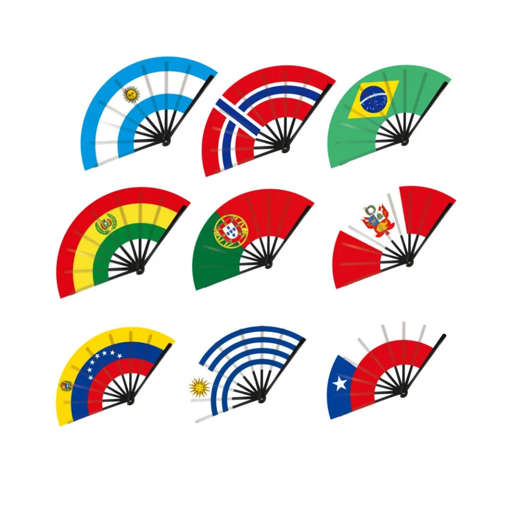 22cm Folding Hand Fan South America 8 Country Flags Cheering Fan For Sports Events Parties And Festival Celebrations Oasis Select
