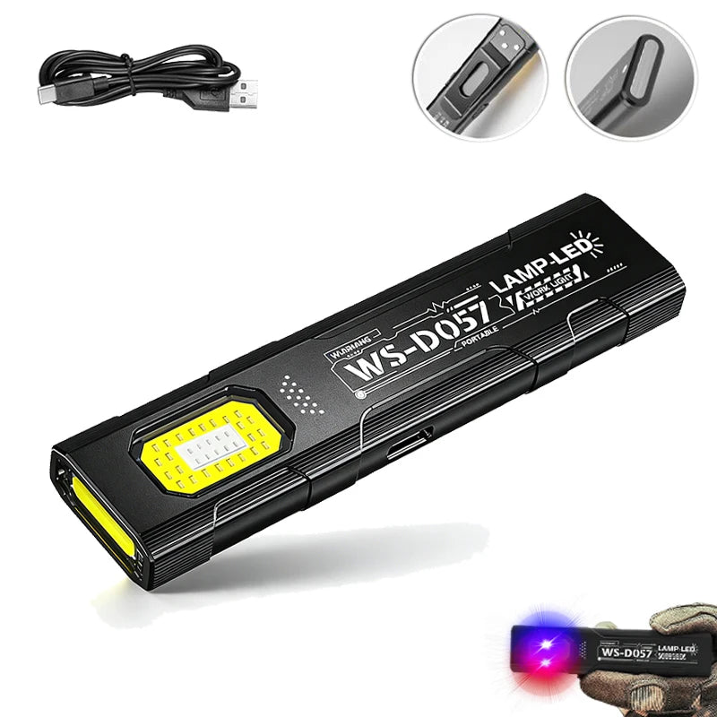 550LM EDC Flashlight USB-C Rechargeable | COB + Red & Blue Modes