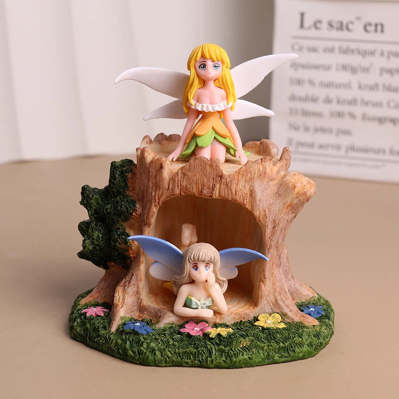 Resin Cute Whispering Fairy Ornaments DIY Keychain Miniature Landscape Accessories Home Desktop Car Interior Decoration Oasis Select