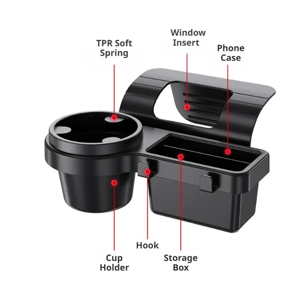 Multifunctional Car Organizer For Cup Stand, Phone Holder, Key Hooks Tray Expander Door Window Storage Rack Auto Accessories Oasis Select