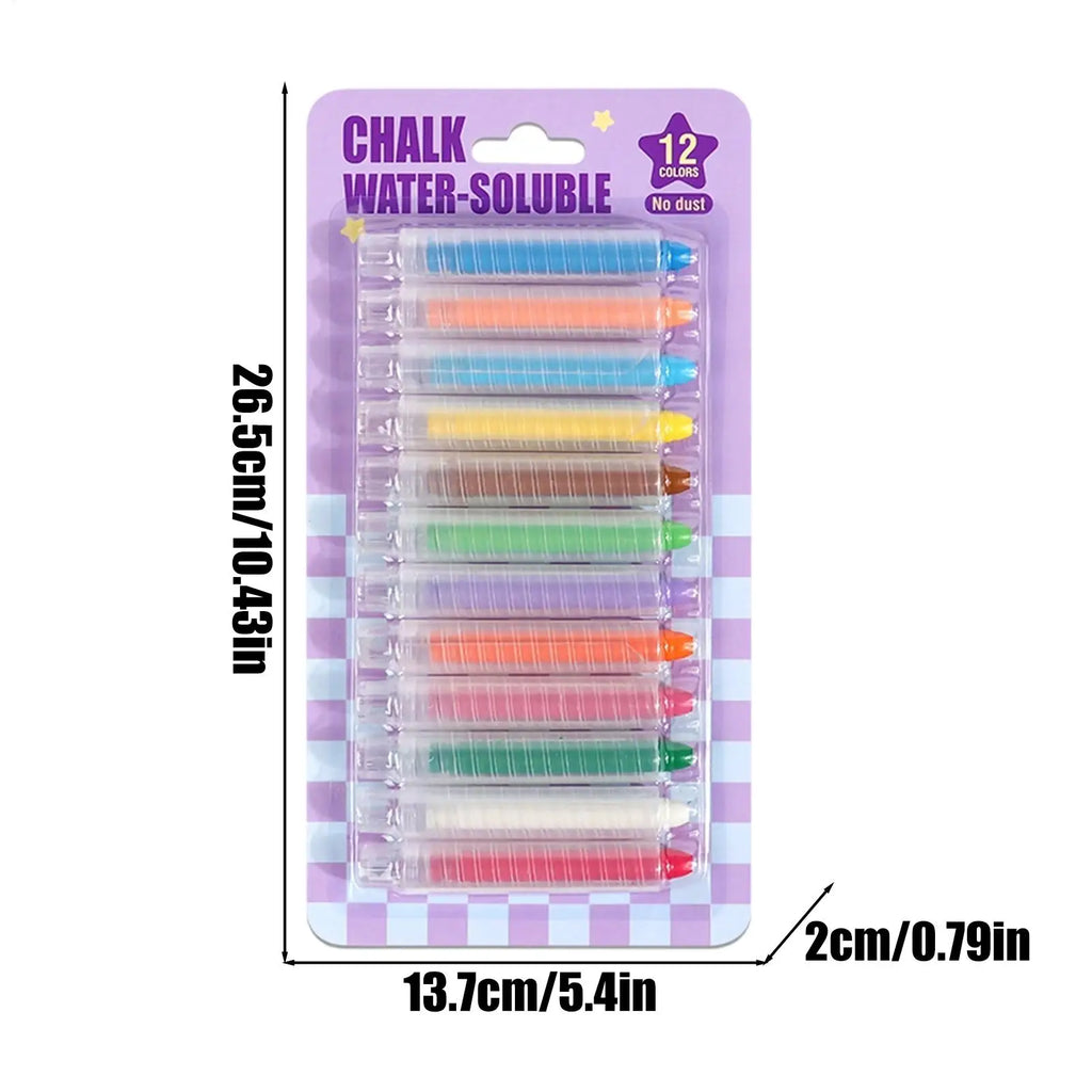 Dustless Chalk 12 Colored Water-soluble Chalk Erasable Non Dirty Hands Dust Free Chalk Blackboard Graffiti Painting Solid Chalk Oasis Select