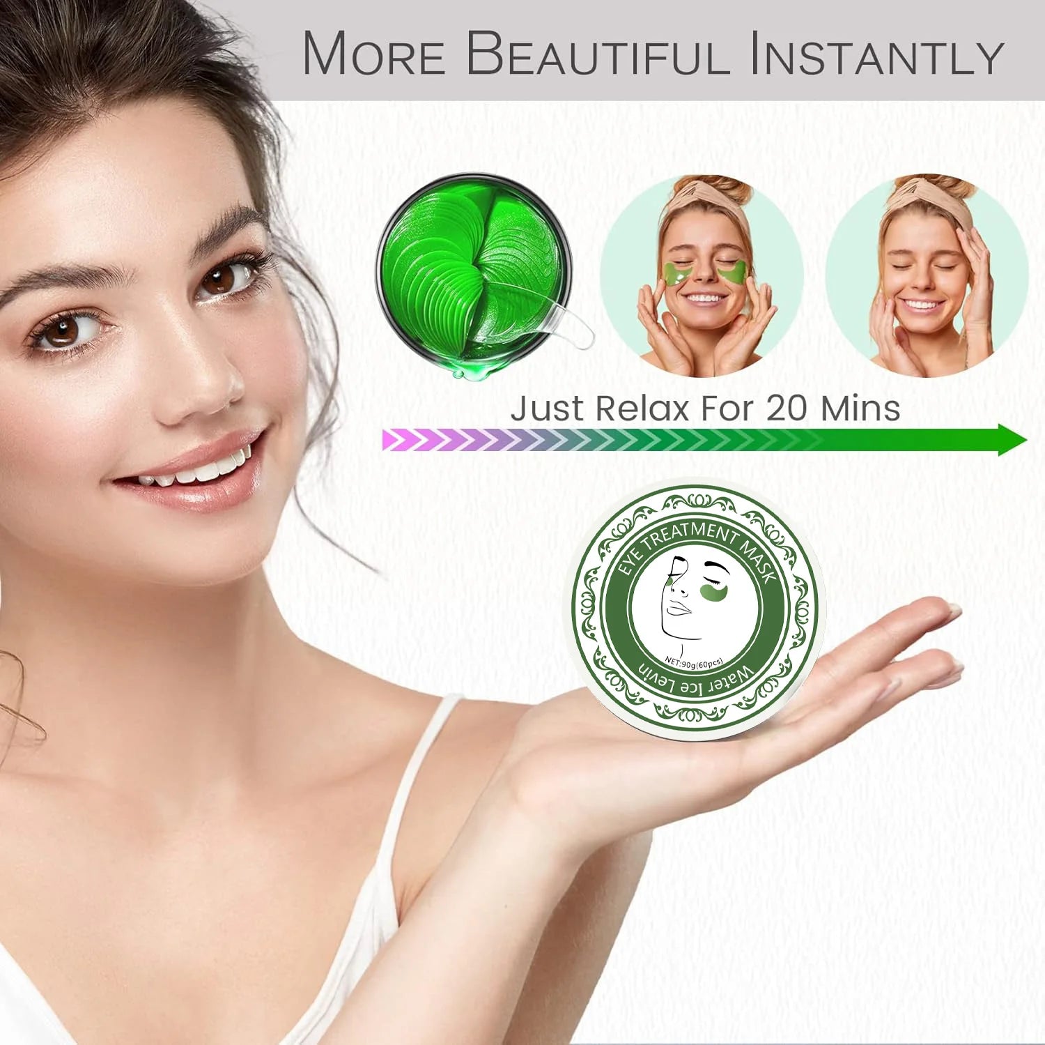Eye Repair Mask – Dark Circles, Puffy Eyes & Wrinkles | 60 Pcs Under Eye Mask Oasis Select