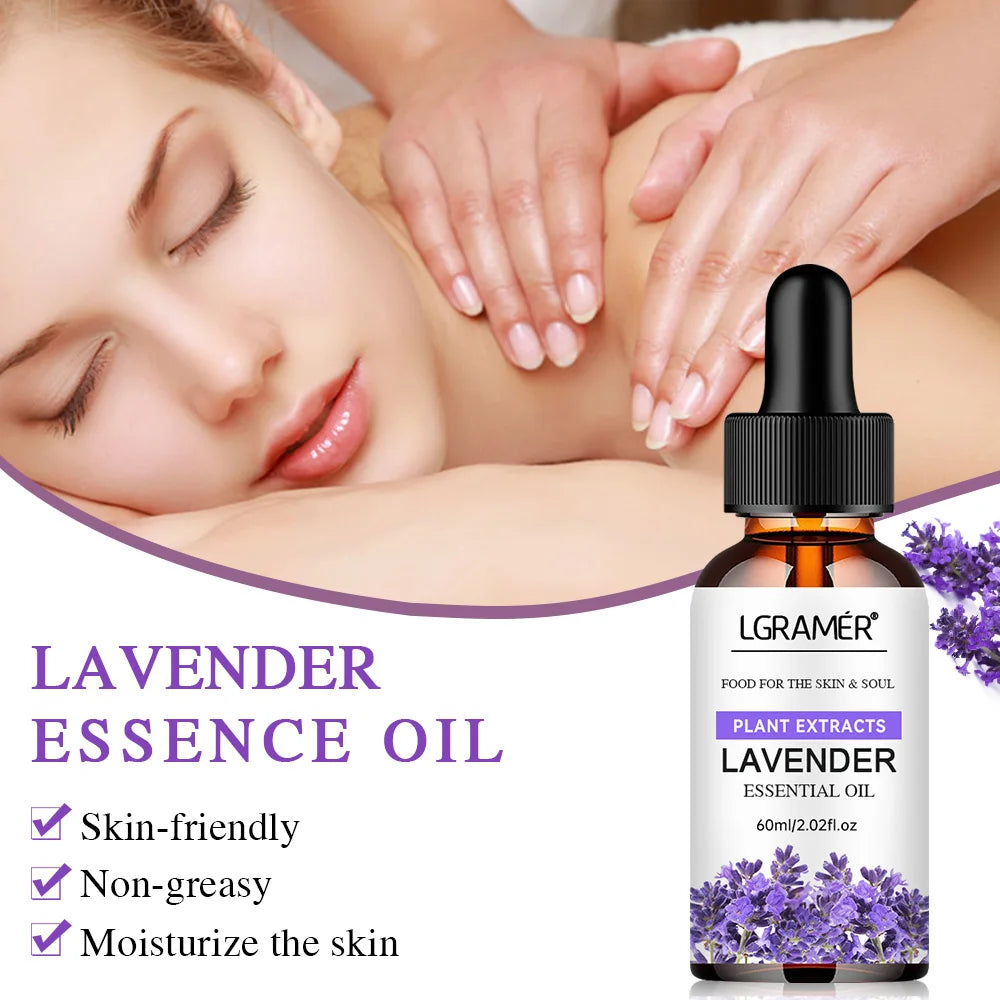 LGRAMER Lavender Essential Oil – Skin Care, Massage & Aroma