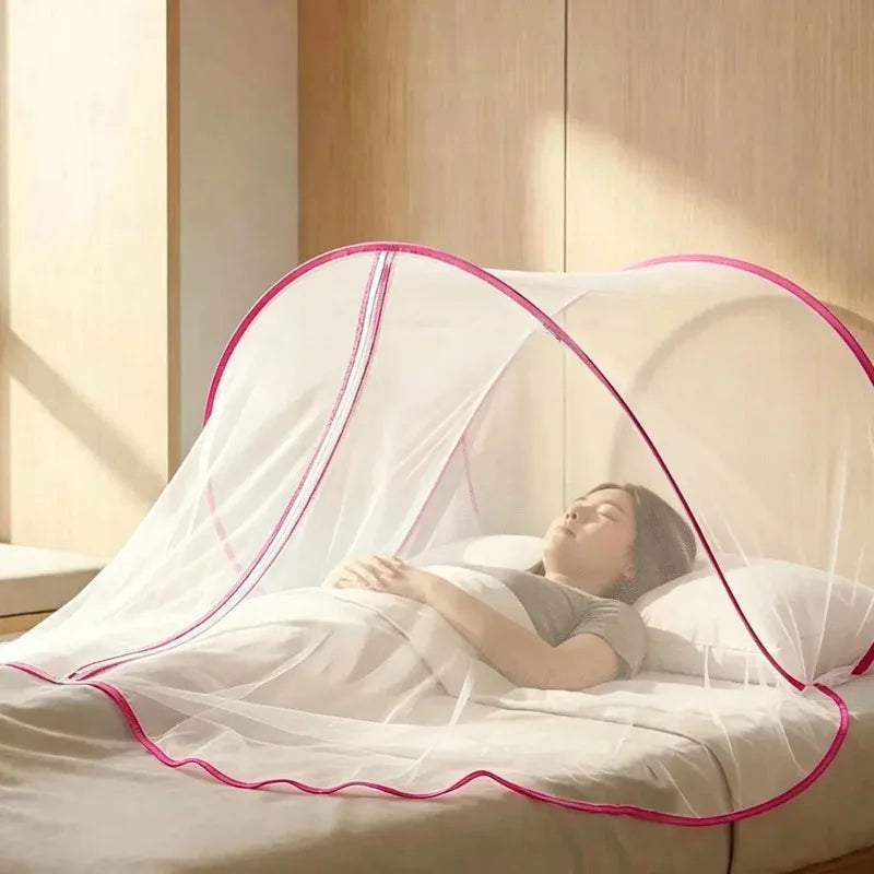 Pop Up Single Head Mosquito Net Foldable Portable Bed Head Tent Zipper Design Bug Barrier For Nap Bedroom Travel Rest Oasis Select