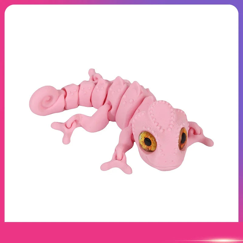 3D Printed Chameleon Figure – Movable Joints & Realistic Eyes Articulated Animal Figure Oasis Select Pink One Size