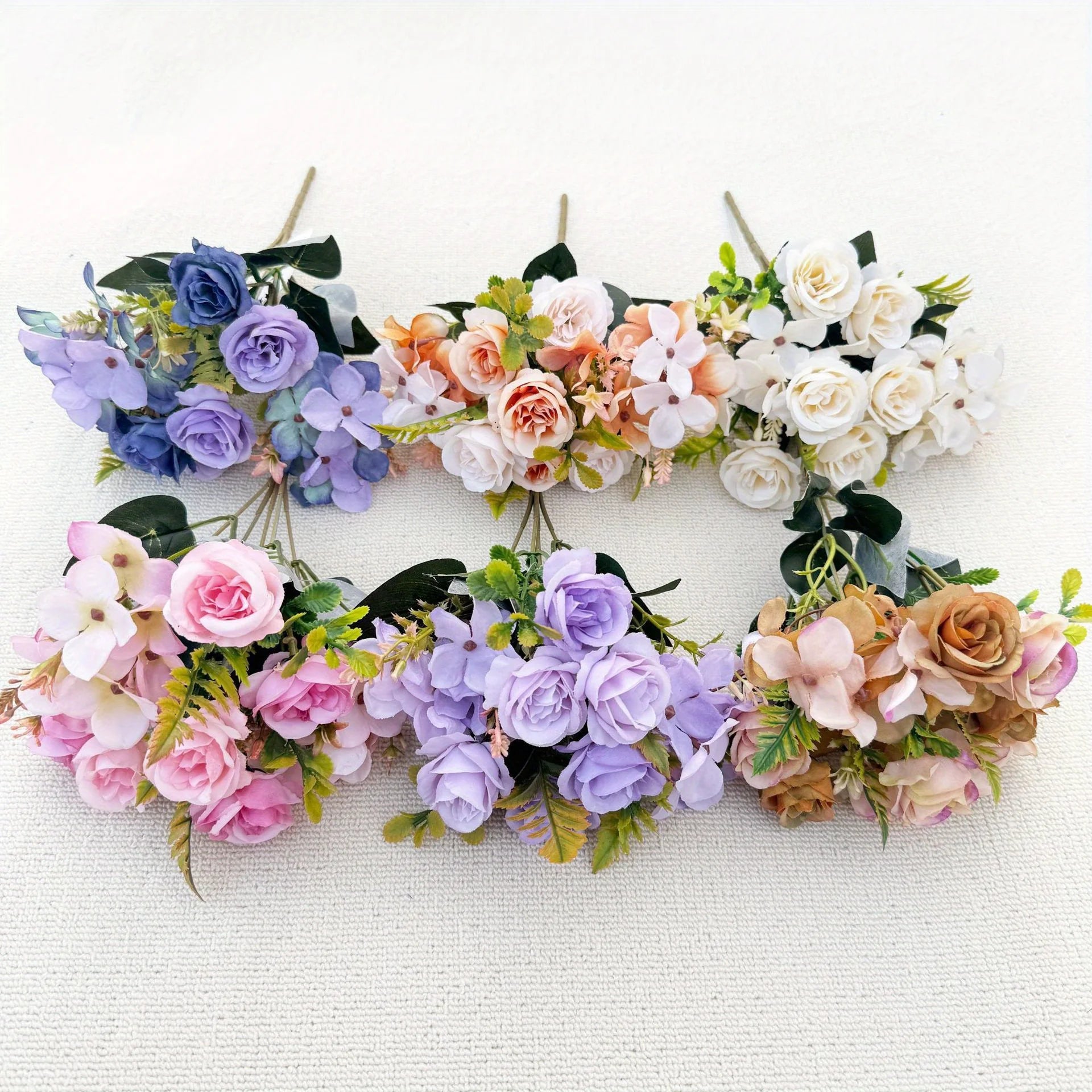 Heads pink Artificial Silk Rose Flowers Fake White Eucalyptus Peony Flower Bouquet, for Home Wedding Party Garden Decoration Oasis Select