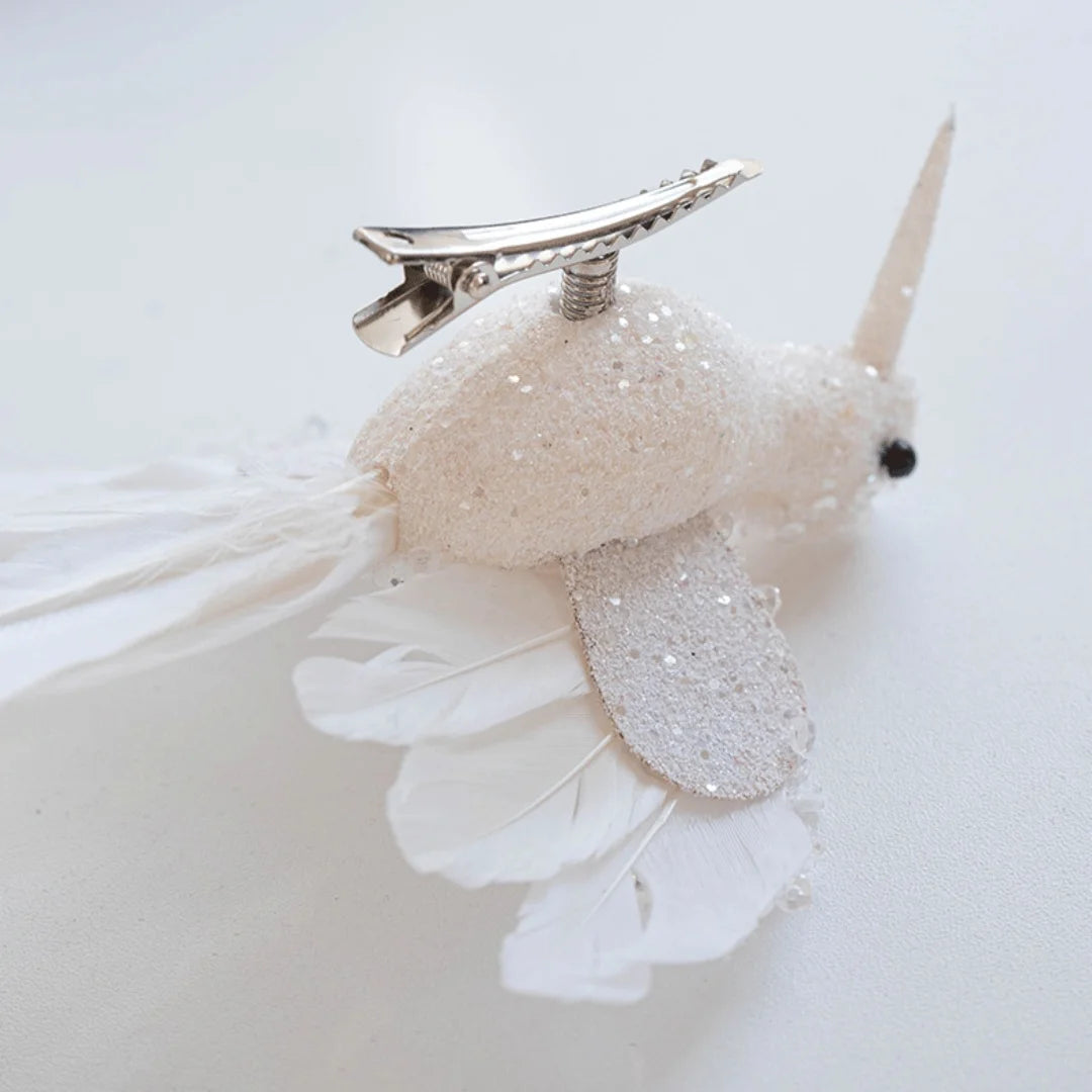2PCS Feathered Hummingbird Christmas Tree Ornaments | Glitter Birds