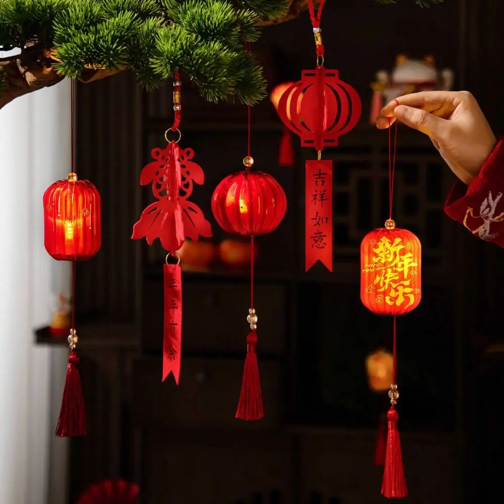 2026 Horse Year Chinese New Year Red Handheld Lantern & Tassel