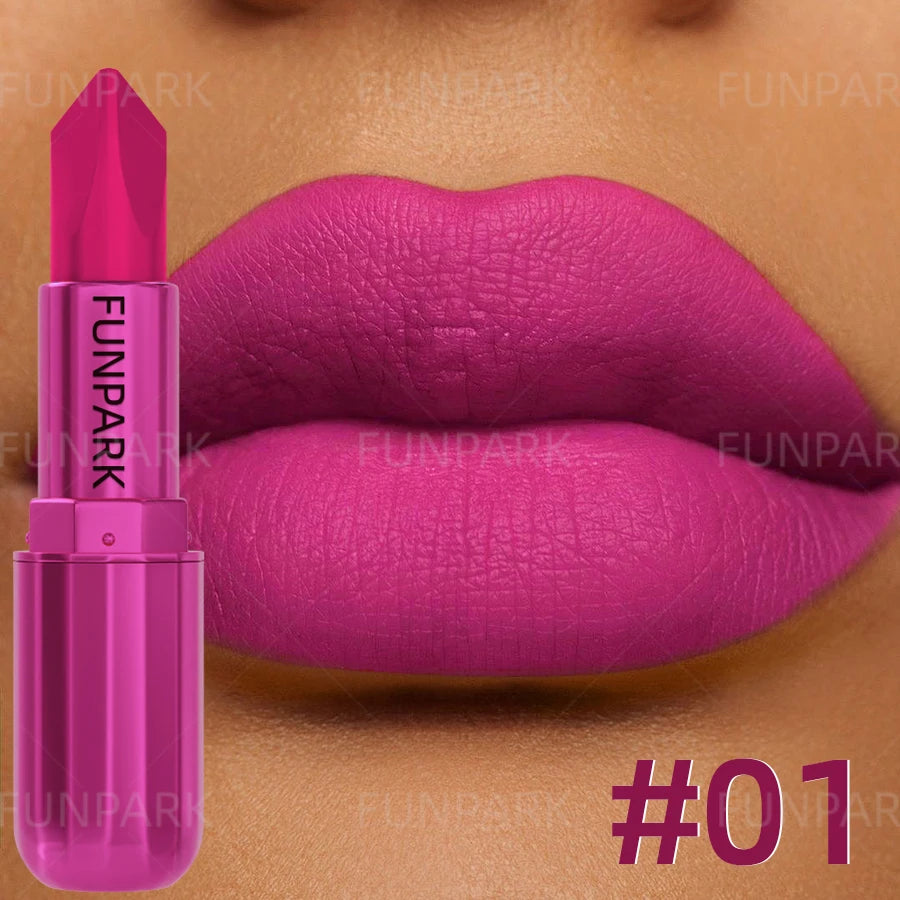 FUNPARK Matte Lipstick – Waterproof Velvet Lip Color | Rose Red