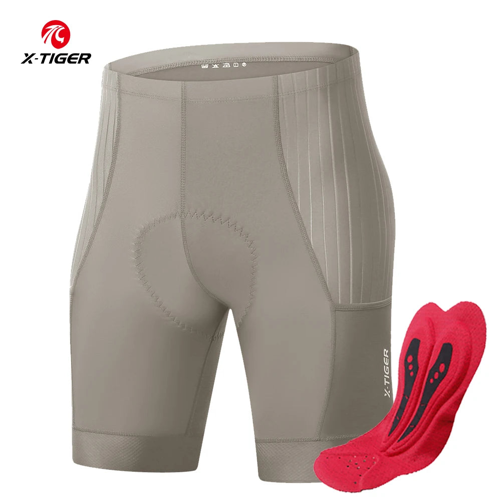 X-TIGER Men's Cycling Shorts Breathable Slim Fit Road Bike Shorts Shock Absorption Sponge Pad Summer Long Distance Riding Shorts Oasis Select XM-DK-36403 XXL