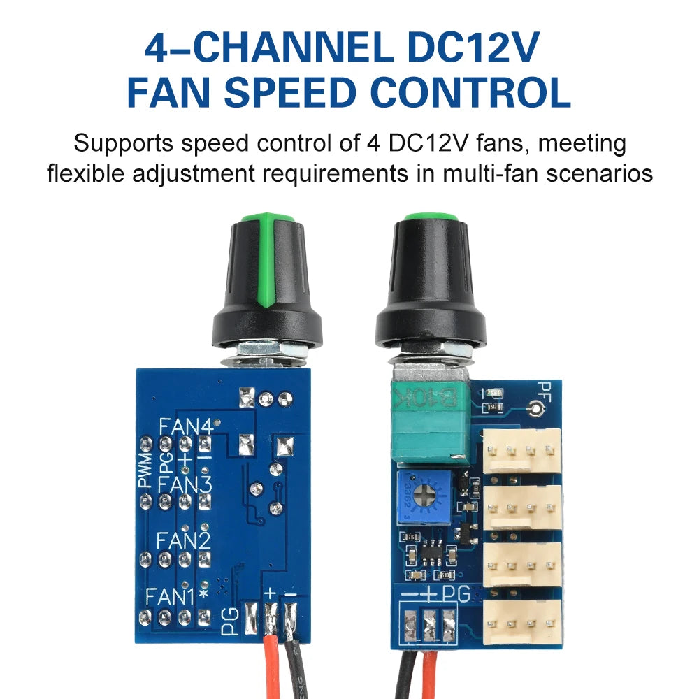 4-channel DC12V 3A 4-wire PWM Fan Controller With Manual Knob Adjustment And Switch 5V 25KHZ Fan Speed Controller Oasis Select
