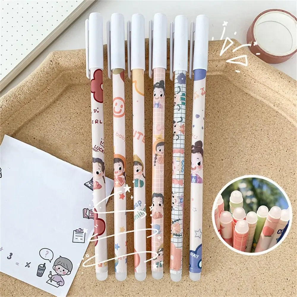 1Pcs Kawaii Game Cartoons Neutral Erasable Pen 0.5mm Blue Gel Pens Washable Handle School Office Supplies Kids Stationery Oasis Select girl random 1pc