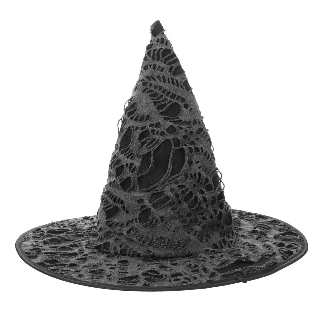 Halloween Witch Hat – Tulle Pumpkin Print Curved Brim Costume