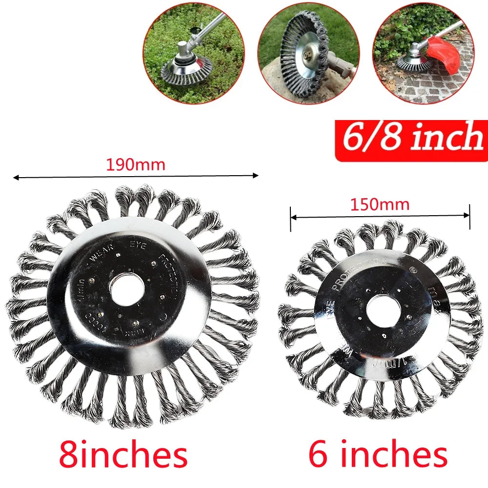 Upgraded 6/8 inch weed brush cutter head lawn mower universal lawn mower head wire wheel brush garden trimmer head Oasis Select