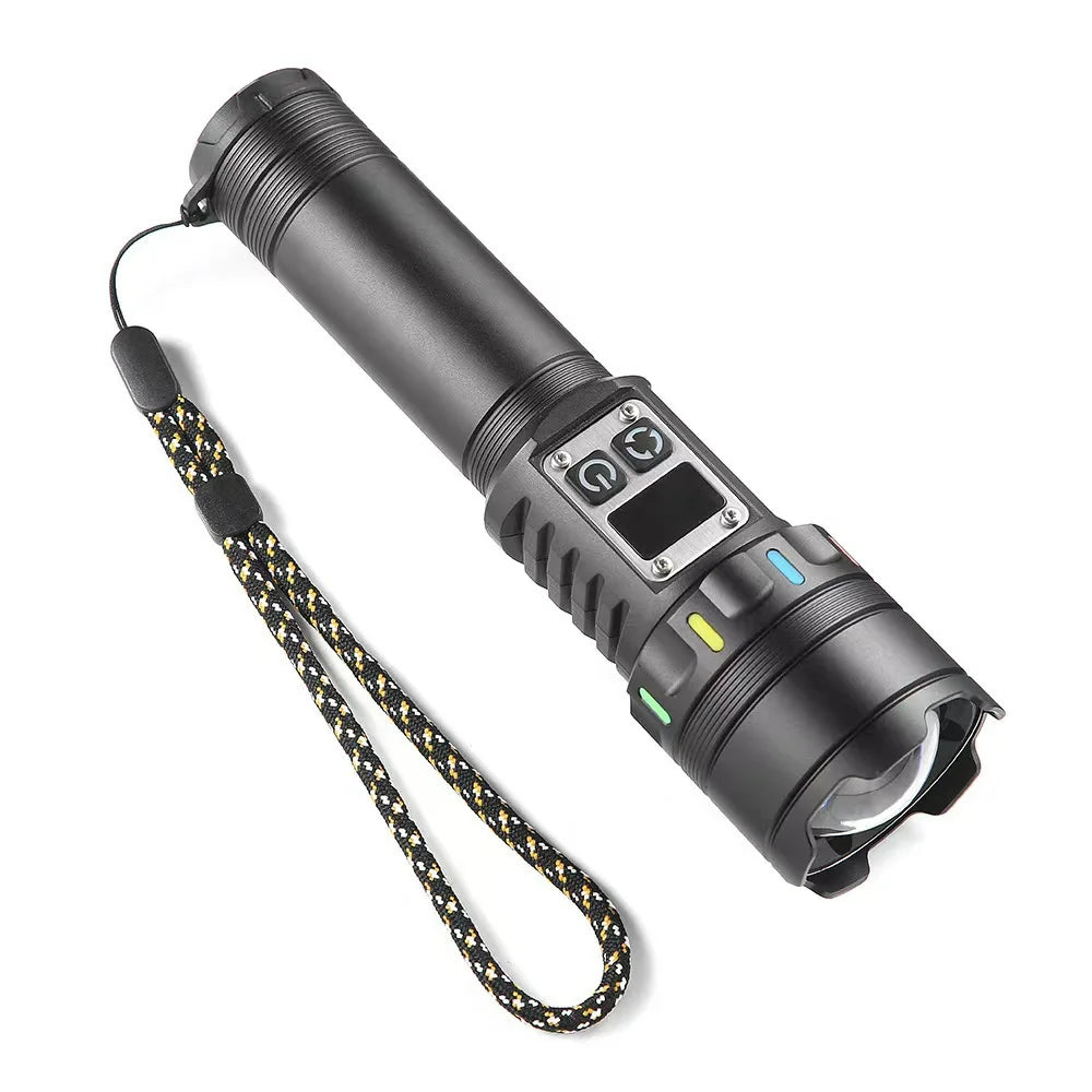 Most Powerful Long Range Flashlight Telescopic Zoom Torch Emergency Light Portable USB Rechargeable Flashlights Oasis Select Black Include USB Charger