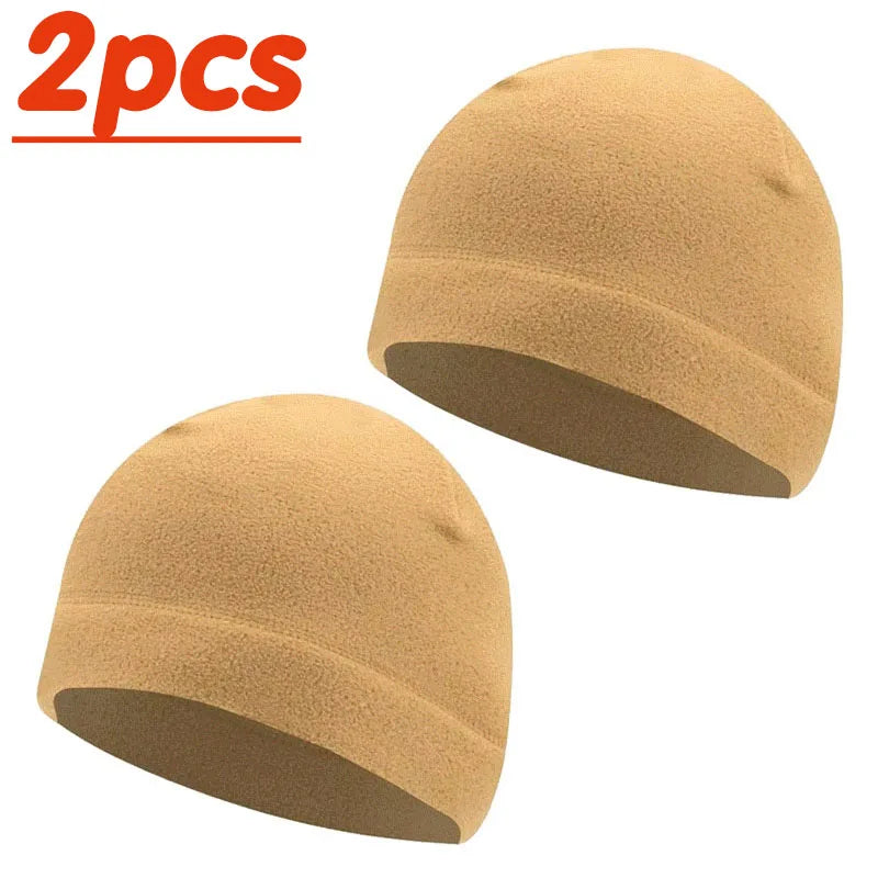 1/2pcs Men'S And Women'S Windproof Fleece Bean Hat For Autumn And Winter, Soft And Comfortable Skiing And Cycling Hat Oasis Select Khaki-2pcs