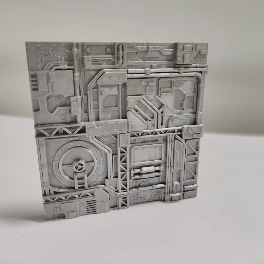 Sci-Fi Industrial Station Wall Tile - Futuristic Spaceship Interior Panel, Cyberpunk Terrain Base for Miniature Scenery Oasis Select