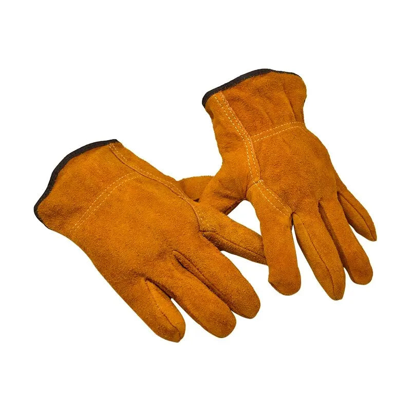 3/5/10 Pairs Labor Protection Work Gloves Soft Cowhide Welding Safety Protection Wear-Resistant Insulated Welding Gloves Oasis Select 5pairs