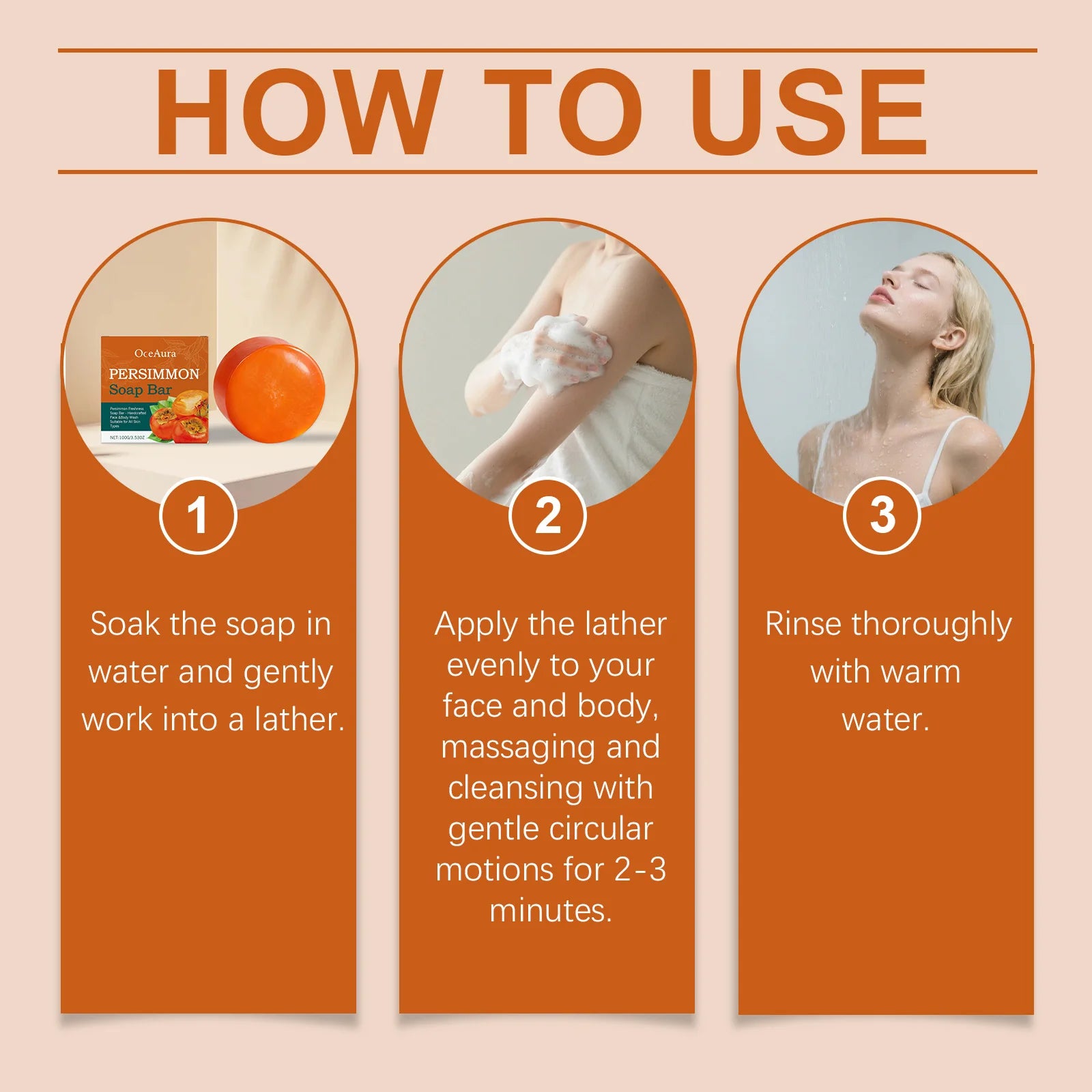 Anti-sagging Persimmon Moisturizing Cleansing Soap Firms Skin Gently Cleanses Body Smooths Skin Daily Moisturizing Soap Oasis Select