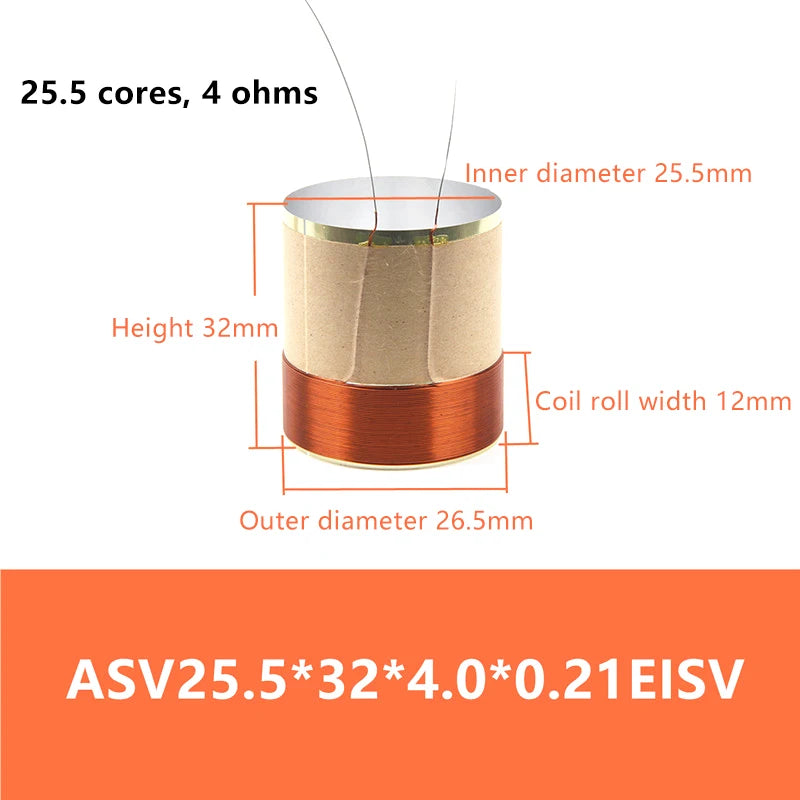1PCS Speaker Voice Coil Braided Copper Lead Bass Voice Coil 2Layers Speaker Aluminum Voice Coil Repair Accessories Oasis Select 25.5323.54