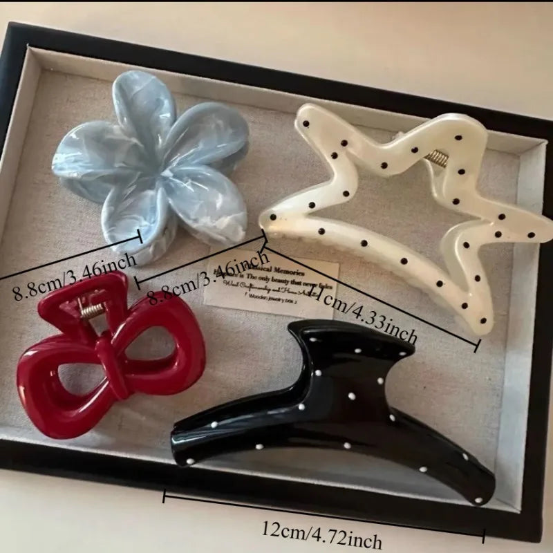 Fashion Hair Claw Set Flower Star Bow Design Large Jaw Clips Non-Slip Hair Accessories for Daily Use Oasis Select