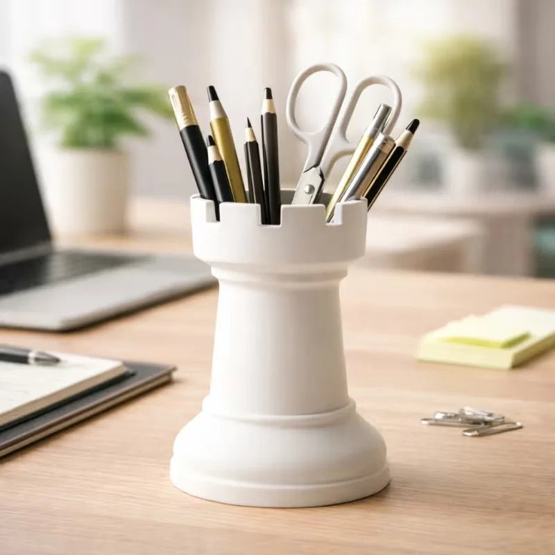 1pc Chess-Themed Pen Holder & Cosmetic Organizer - Portable Capacity Desk Storage Suitable for Home Office School,Back-to-School Oasis Select
