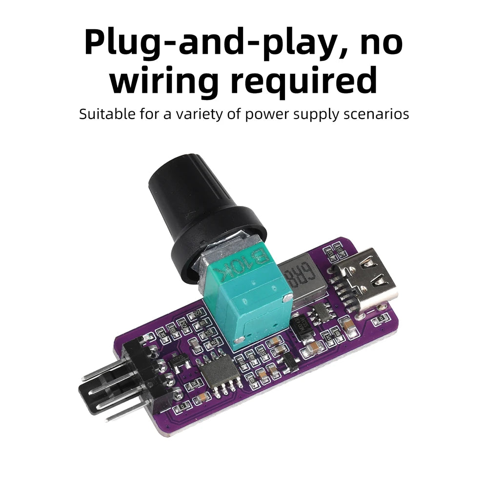 4-Pin PWM Fan Speed Controller 5V to 12V Type-C USB Fan Governor Wind Speed Controller Regulator with Switch Speed Module Oasis Select