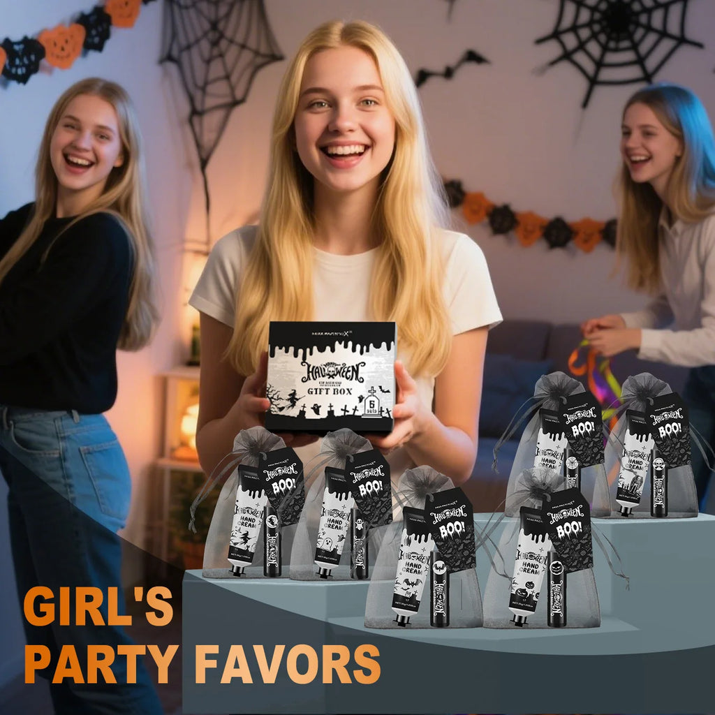 24PCS Halloween gift set (6 hand creams+6 lipstick) Each set includes a Halloween card and gift yarn bag Oasis Select