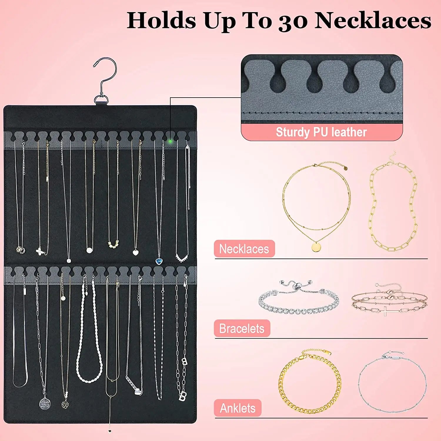 Jewelry Holder Organizer, Hanging Jewelry Organizer Dual-Sided Earring Organizer Display for 300 Pairs of Earrings and Necklace Oasis Select