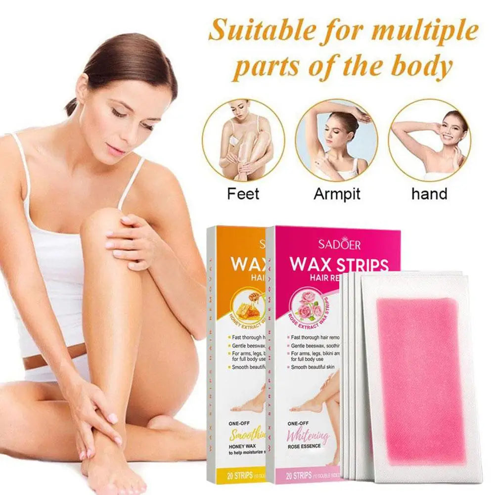 Hair Removal Wax Strips for Face/Body/Bikini - 10 Counts=1 Box Aloe Vera Honey Rose Mild Double-Sided Hair Removing Wax Strips Oasis Select