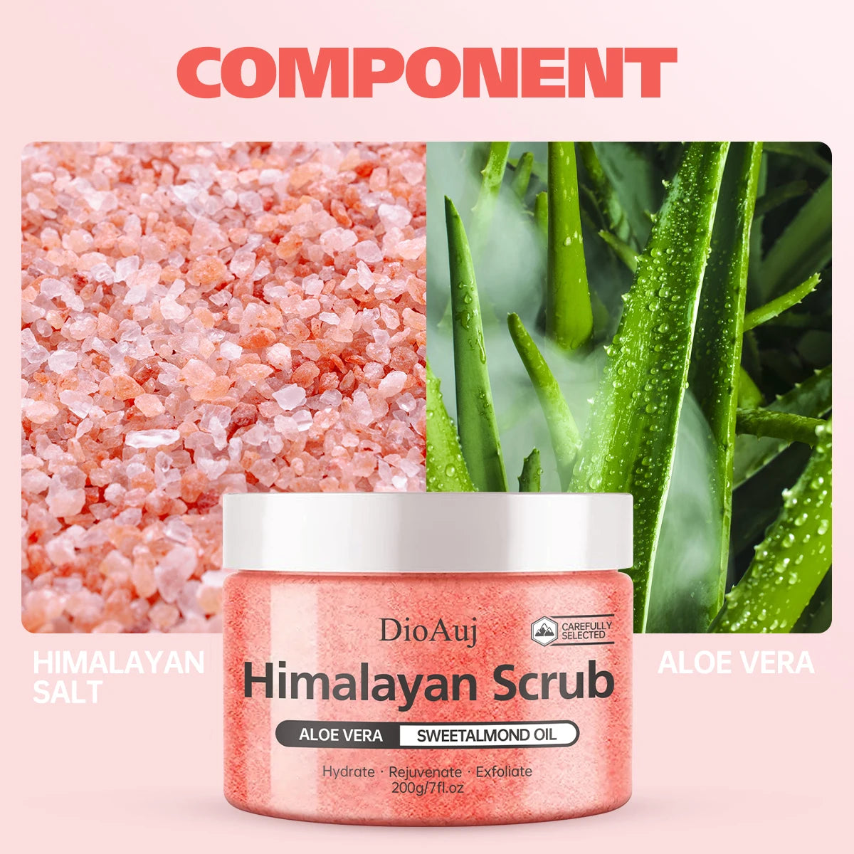 200g/7oz Himalayan Scrub Natural Exfoliating Salt & Body and Face Souffle Helps with Moist Cleansing and Exfoliation Oasis Select