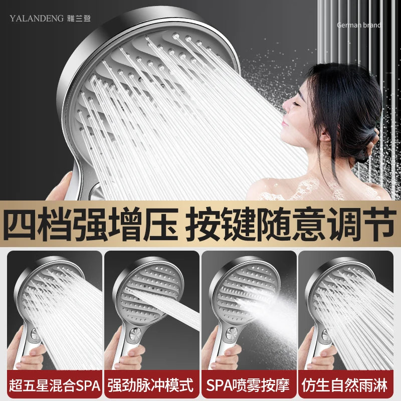 New High Pressure 13.5cm Shower Head Black 4 Modes Water Saving Spray Nozzle Massage Rainfall Shower Set Bathroom Accessories Oasis Select