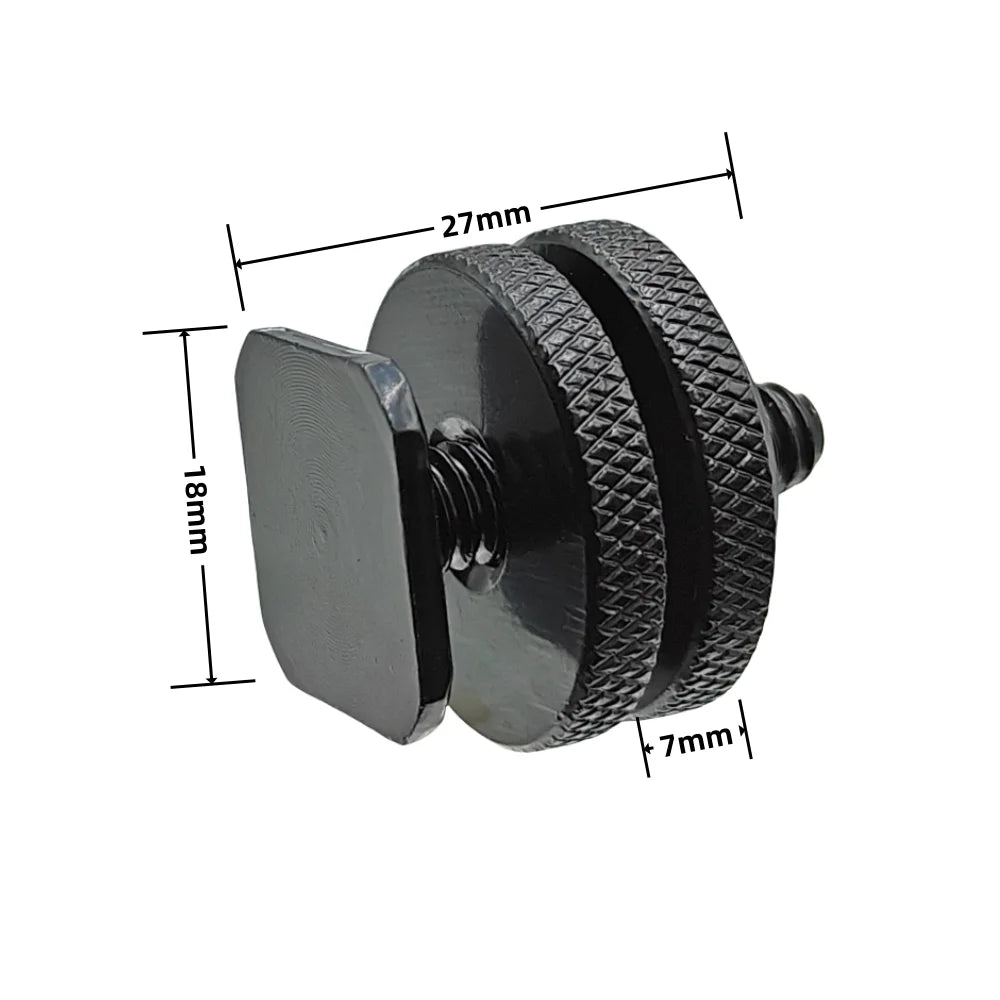 Dual Nut 1/4" Hot Cold Shoe Mount Adapter for DSLR & GoPro