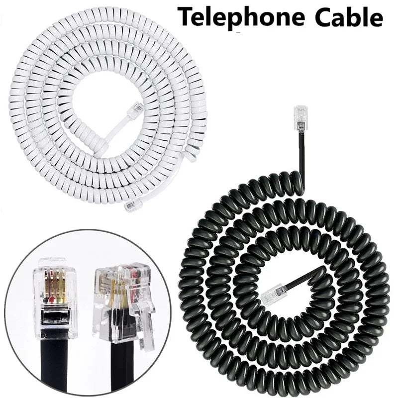 0.5-3m Phone Cord Landline Uncoiled Coiled Landline Telephone Handset RJ11 RJ9 Cord Line Cable RJ9 4P4C Telephone Cable Oasis Select