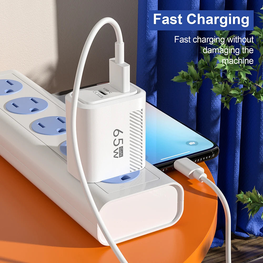Total 65W USB GaN Charger Quick Charge Mobile Phone Adapter For iPhone Samsung Xiaomi Huawei QC3.0 USB Type C Wall Quick Charger Oasis Select