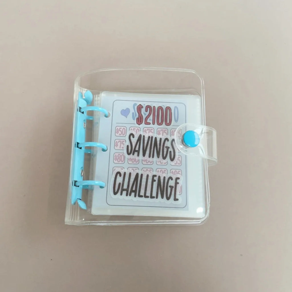 Creative Savings Challenge Binder with Envelope Durable Glossy PVC, Christmas Gift Money Saving Challenge Oasis Select Blue-2100