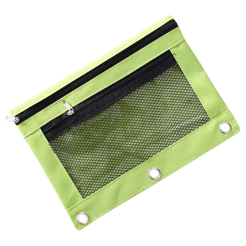 Colorful Double Layer canvas Cloth Zipper Paper File Folder Book Pencil Pen Case Bag File Document Bags Oasis Select light green