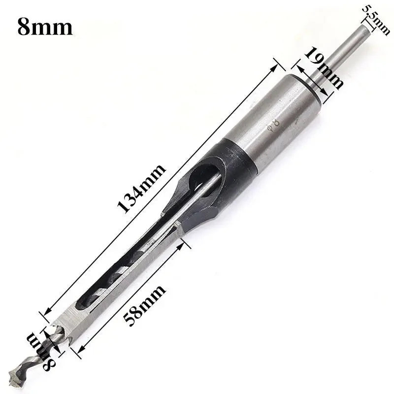 JUSTINLAU HSS Square hole drill Woodworking Drill Tools Auger Mortising Chisel Drill Set DIY Furniture Square Woodworking drill Oasis Select 8mm