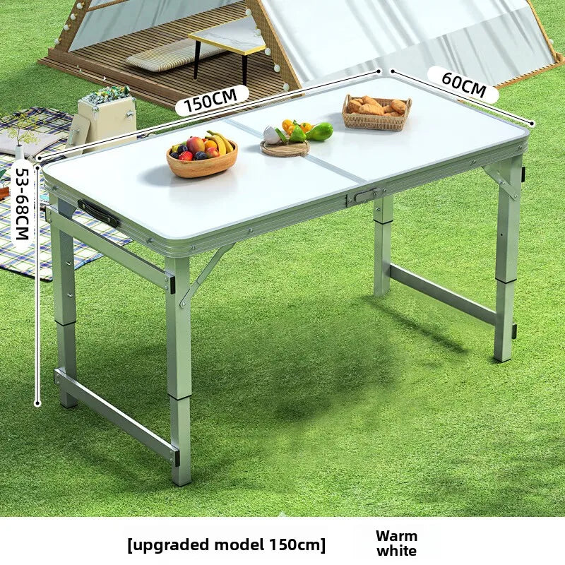 Folding table portable outdoor camping stall night market barbecue table aluminum alloy folding picnic table simple dining table Oasis Select White 150cm
