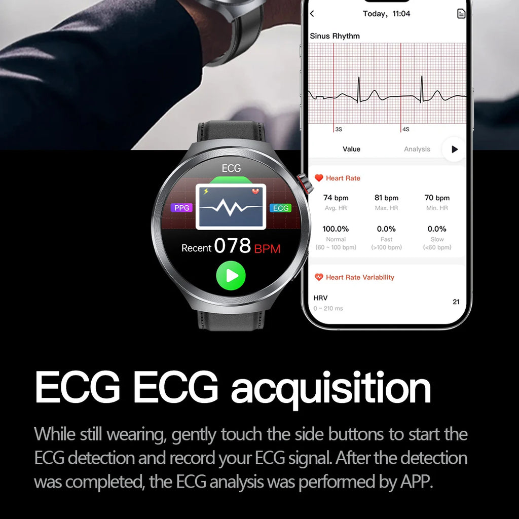 AMOLED Screen Men Women ECG PPG Health Smart Watches NFC IP68 Waterproof Blue Tooth Call SOS Music Weather Sports Smartwatch Oasis Select