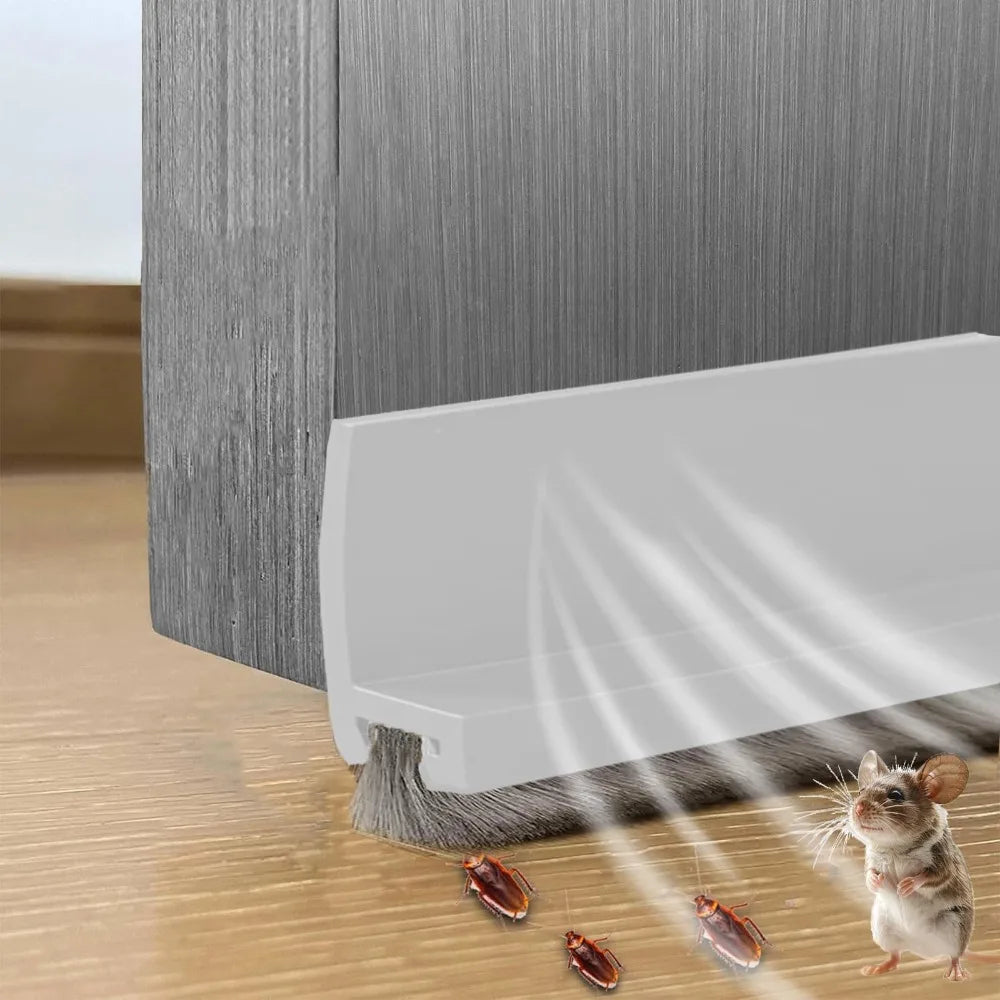 Professional PVC Door Draft Stopper Self Adhesive 100cm Brush Door Seal Brush Design Insect Prevention Weather Stripping Bedroom Oasis Select White-52MM