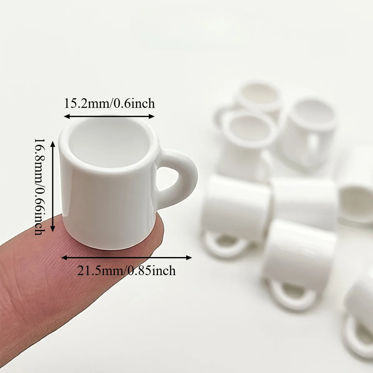 1:12 Scale Miniature Coffee Mugs Resin Dollhouse Kitchen Tableware Realistic White Cups DIY Craft Desk Ornament Set Oasis Select