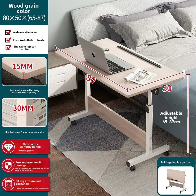 Folding table mobile small table bedside foldable lift coffee table standing with gurney bedside laptop desk Durable Oasis Select 804 wood grain color