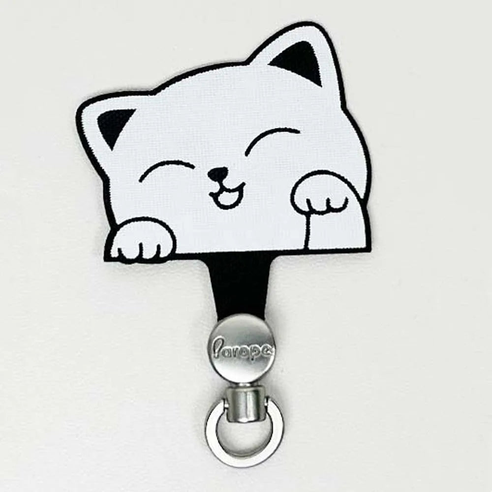 Cartoon Panda Phone Tether Tab Safety Connecter 360 Rotatable Mobile Phone Gasket Detachable Metal Ring Cellphone Lanyard Patch Oasis Select Maneki Neko