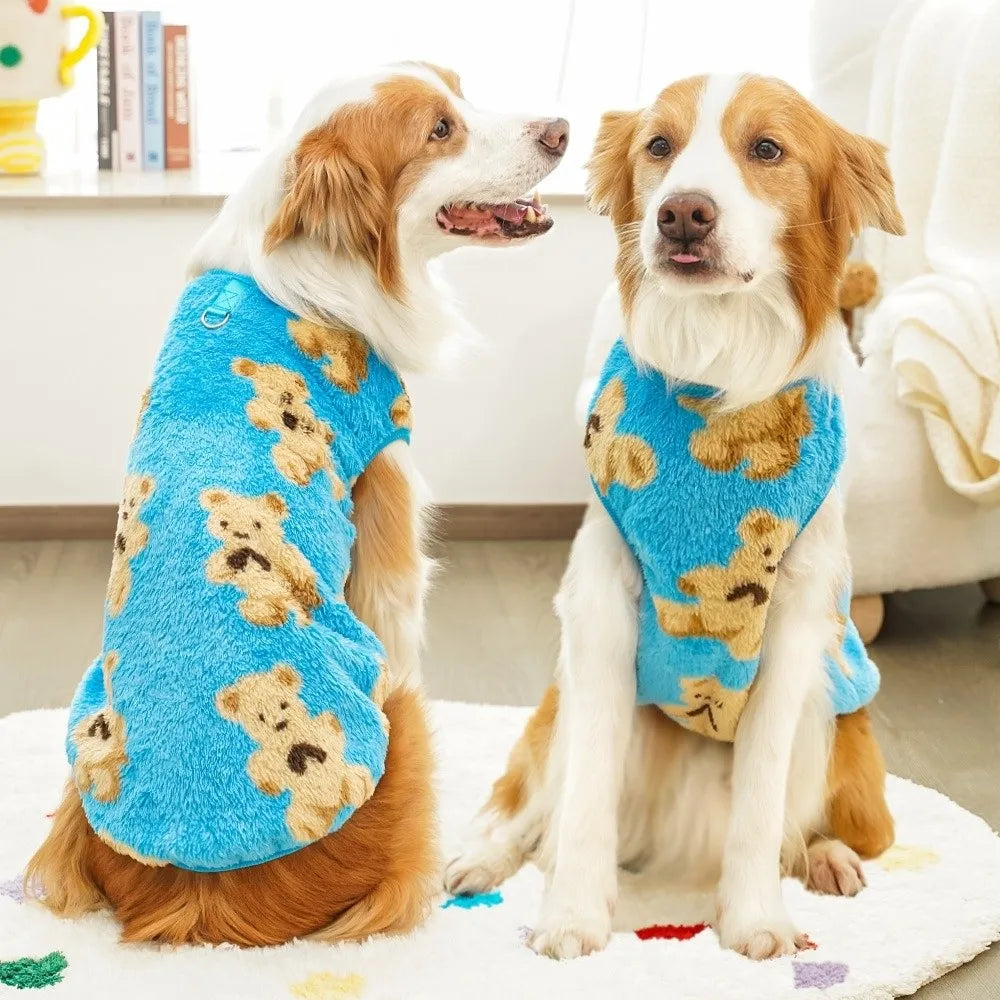 Winter Fleece Dog Vest Sweater – Bear Pattern Sizes 3XL–9XL