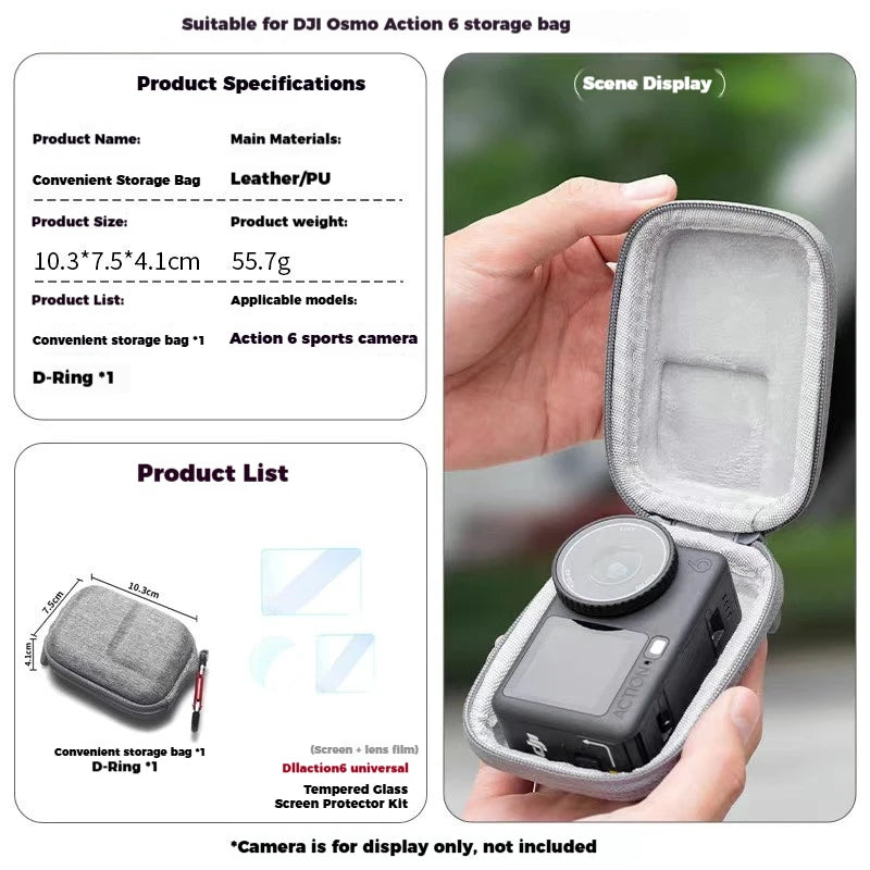 DJI Action 6 Hard Shell Case & Accessories Kit | EVA Carry Bag