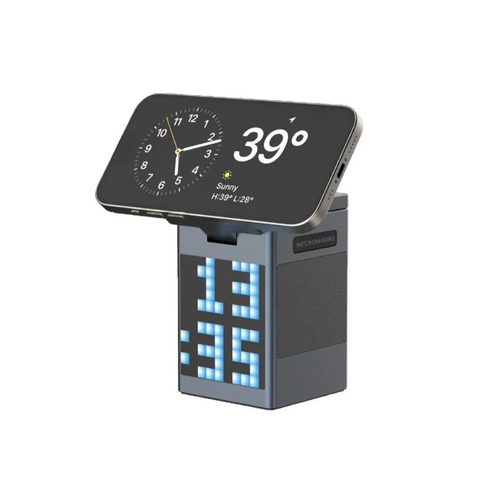 6-in-1 Wireless Charger Stand Bluetooth Speaker & Alarm Clock